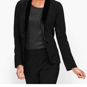 Talbots Black Crepe Blazer with Velvet Shawl Collar, size 8